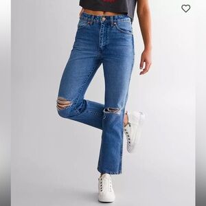 Wrangler | Wild West High Rise Straight Jeans | Blue | 27 x 28 | Rigid Denim